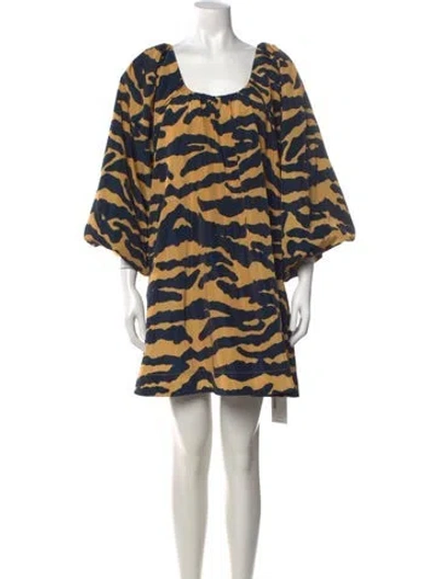 Pre-owned Rhode Animal Print Mini Dress W/ Tags In Blue