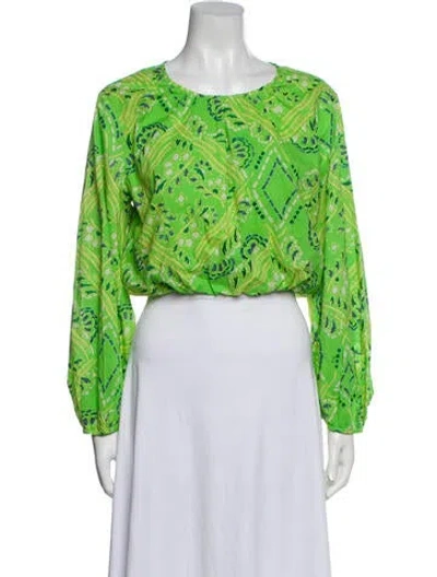 Pre-owned Rhode Azure Floral Print Crop Top In Green