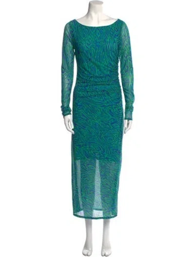 Pre-owned Rhode Bateau Neckline Long Dress In Green