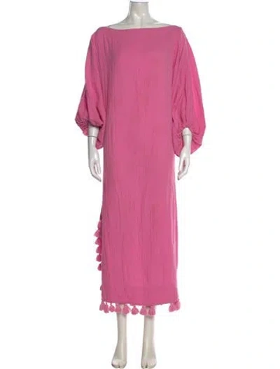 Pre-owned Rhode Bateau Neckline Long Dress In Pink