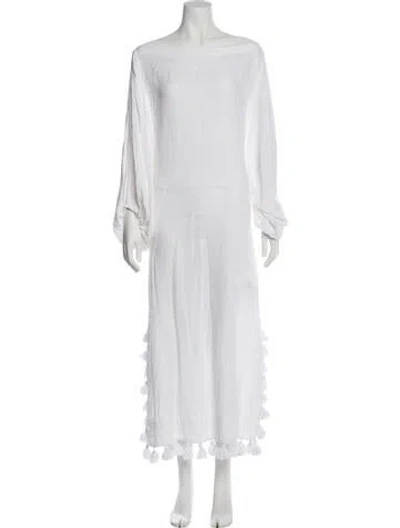 Pre-owned Rhode Bateau Neckline Long Dress In White