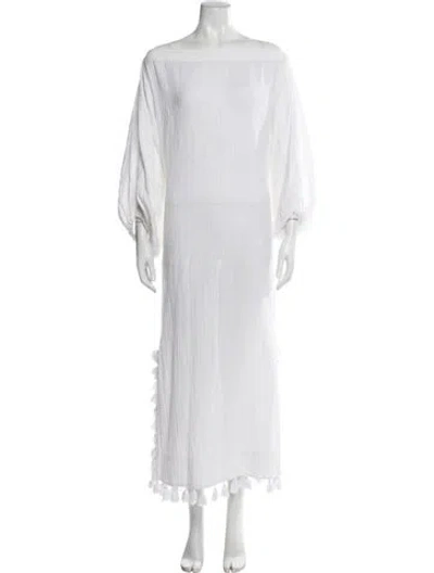 Pre-owned Rhode Bateau Neckline Long Dress In White