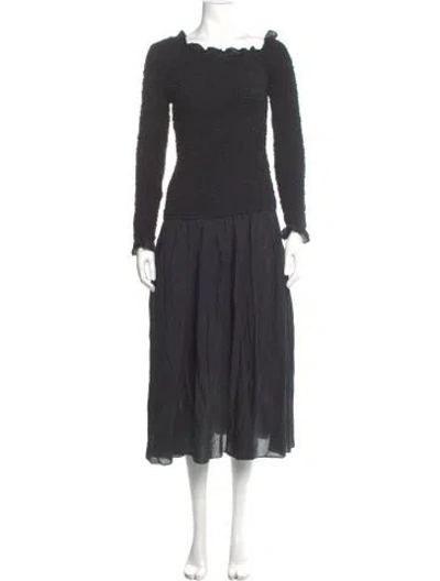 Pre-owned Rhode Bateau Neckline Midi Length Dress In Gray