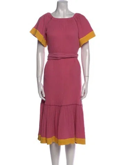 Pre-owned Rhode Bateau Neckline Midi Length Dress In Pink