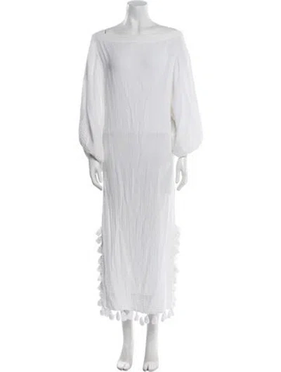Pre-owned Rhode Bateau Neckline Midi Length Dress In White