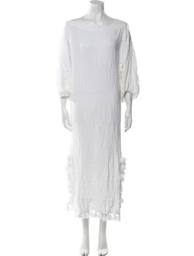 Pre-owned Rhode Bateau Neckline Midi Length Dress In White