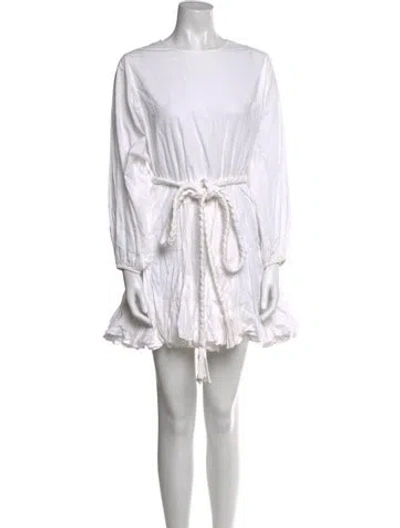 Pre-owned Rhode Bateau Neckline Mini Dress In White