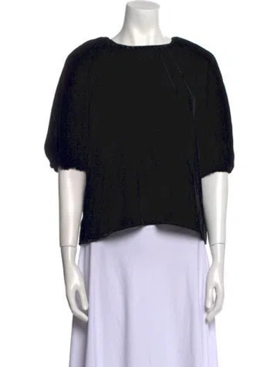 Pre-owned Rhode Bateau Neckline Short Sleeve Crop Top In Black