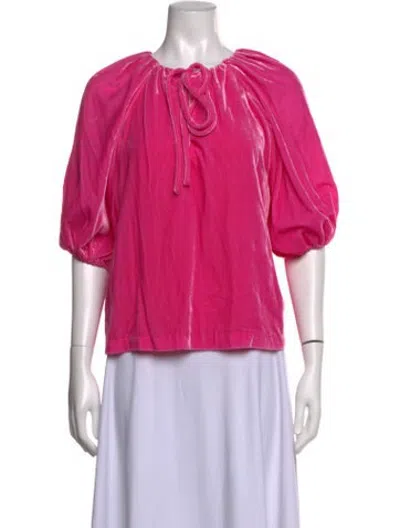Pre-owned Rhode Bateau Neckline Three-quarter Sleeve Crop Top In Pink