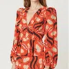 Rhode Bronson Top In Bright Red Kiku In Multi