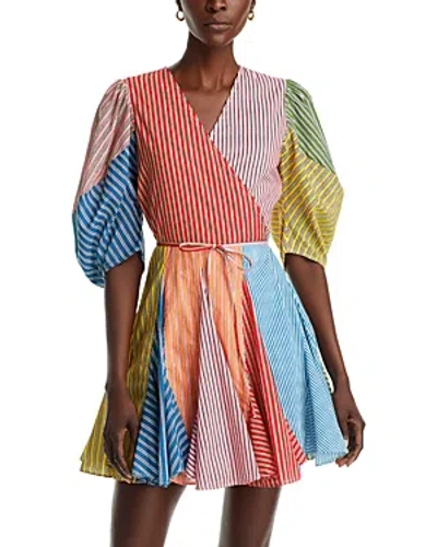 Rhode Claudine Dress In Multi Stripe Patchwork