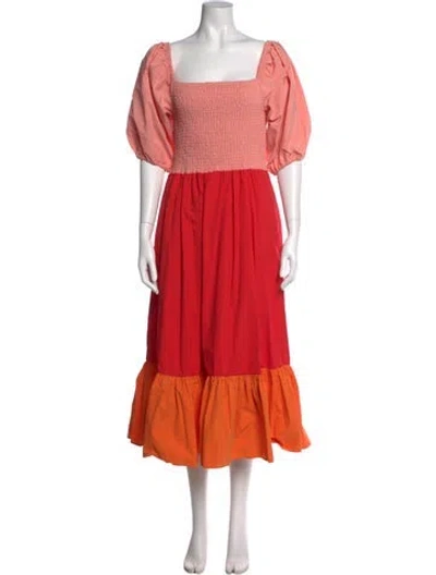 Pre-owned Rhode Colorblock Pattern Midi Length Dress In Red