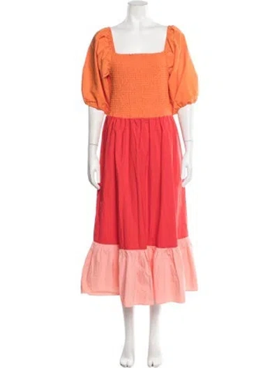 Pre-owned Rhode Colorblock Pattern Midi Length Dress In Red