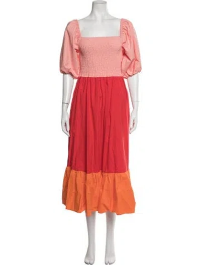 Pre-owned Rhode Colorblock Pattern Midi Length Dress W/ Tags In Pink
