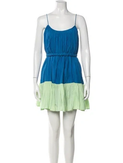 Pre-owned Rhode Colorblock Pattern Mini Dress In Blue