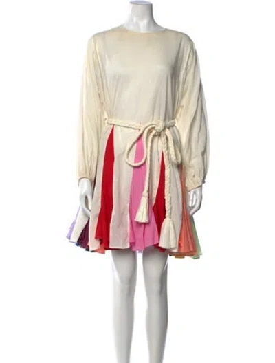 Pre-owned Rhode Colorblock Pattern Mini Dress In Neutrals