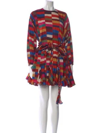 Pre-owned Rhode Colorblock Pattern Mini Dress In Red