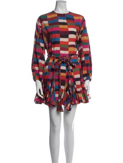 Pre-owned Rhode Colorblock Pattern Mini Dress In Red