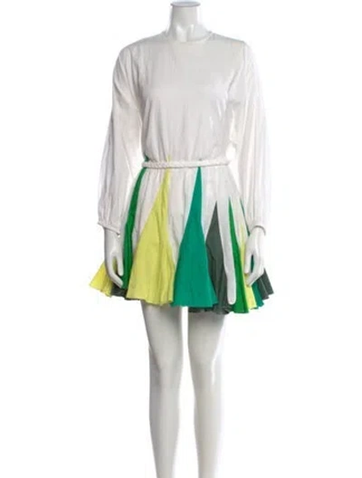 Pre-owned Rhode Colorblock Pattern Mini Dress In White