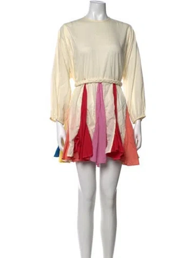 Pre-owned Rhode Colorblock Pattern Mini Dress In White