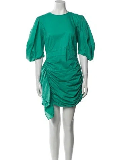 Pre-owned Rhode Crew Neck Knee-length Dress In Green