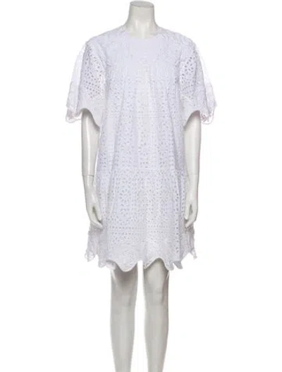 Pre-owned Rhode Crew Neck Knee-length Dress In White
