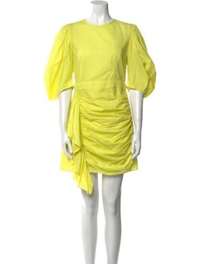 Pre-owned Rhode Crew Neck Knee-length Dress In Yellow