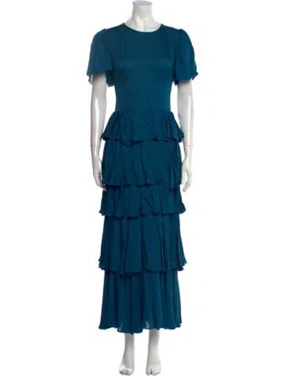 Pre-owned Rhode Crew Neck Long Dress In Blue