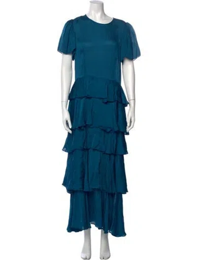 Pre-owned Rhode Crew Neck Long Dress In Blue