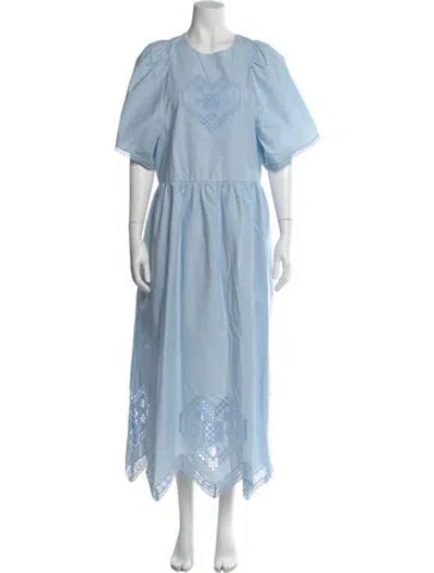 Pre-owned Rhode Crew Neck Long Dress In Blue