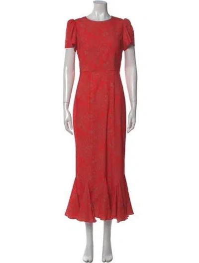 Pre-owned Rhode Crew Neck Long Dress In Red