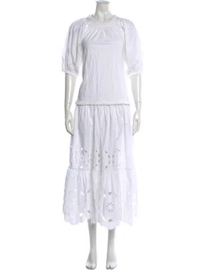 Pre-owned Rhode Crew Neck Long Dress In White