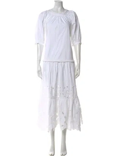 Pre-owned Rhode Crew Neck Long Dress In White