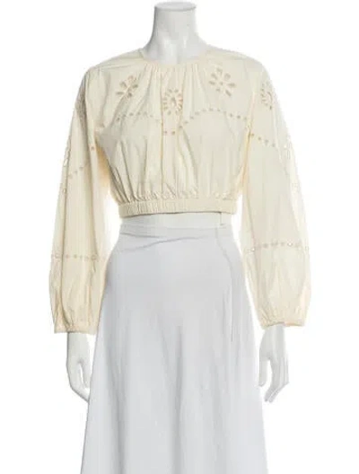 Pre-owned Rhode Crew Neck Long Sleeve Crop Top W/ Tags In Neutrals