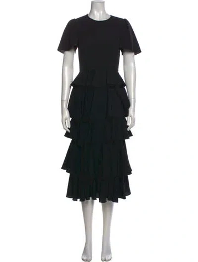 Pre-owned Rhode Crew Neck Midi Length Dress In Black