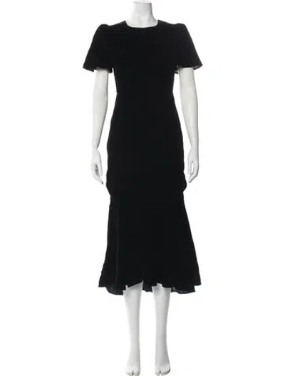 Pre-owned Rhode Crew Neck Midi Length Dress In Black