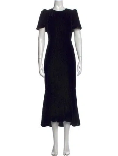 Pre-owned Rhode Crew Neck Midi Length Dress In Black