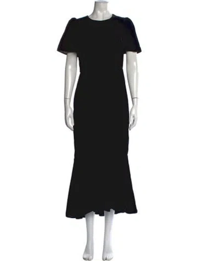 Pre-owned Rhode Crew Neck Midi Length Dress In Black