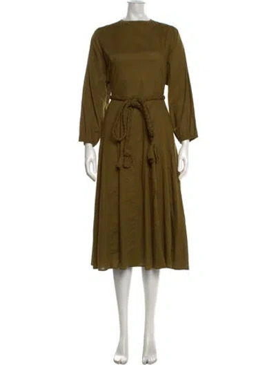 Pre-owned Rhode Crew Neck Midi Length Dress In Green
