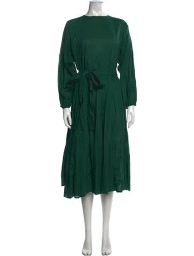 Pre-owned Rhode Crew Neck Midi Length Dress In Green