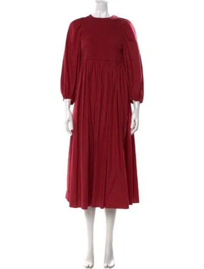 Pre-owned Rhode Crew Neck Midi Length Dress In Red