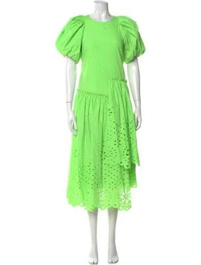 Pre-owned Rhode Crew Neck Midi Length Dress W/ Tags In Green