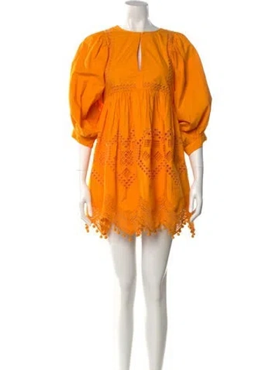 Pre-owned Rhode Crew Neck Mini Dress In Yellow