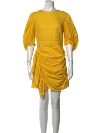 Pre-owned Rhode Crew Neck Mini Dress In Yellow
