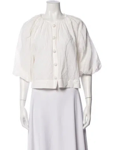 Pre-owned Rhode Crew Neck Short Sleeve Blouse In Neutrals