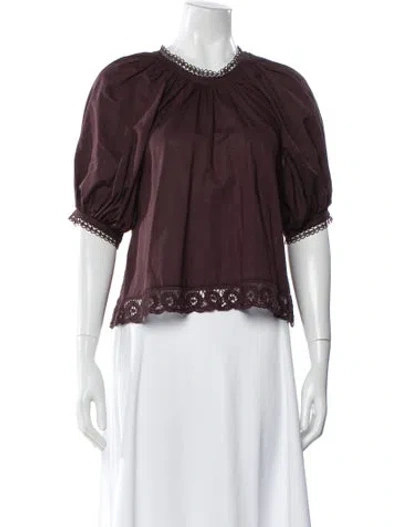 Pre-owned Rhode Crew Neck Short Sleeve Blouse In Purple