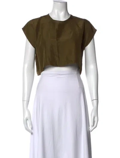 Pre-owned Rhode Crew Neck Short Sleeve Crop Top In Green