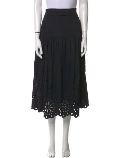 Pre-owned Rhode Cutout Accent Midi Length Skirt In Black