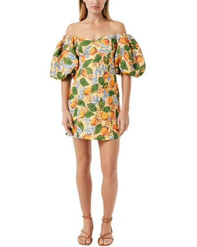 Rhode Dali Printed Puff Sleeve Dress In Capri Orchard