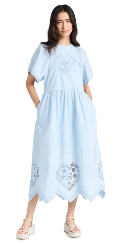 Rhode Darby Dress Sky Heart Eyelet In Blue